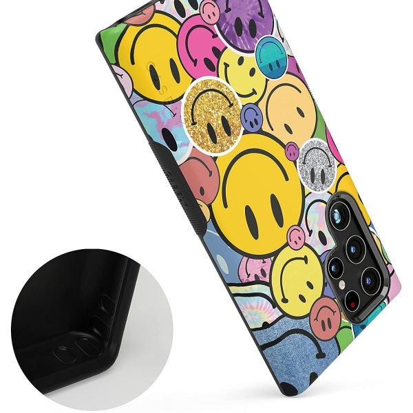 Casely Samsung Galaxy S22 Ultra K�l�f (MIL-STD-810G)-Smiley Face Sticker