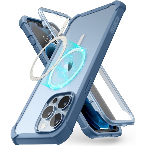 Clayco Forza Manyetik Serisi iPhone 13 Pro Klf (MIL-STD-810G)-Azure