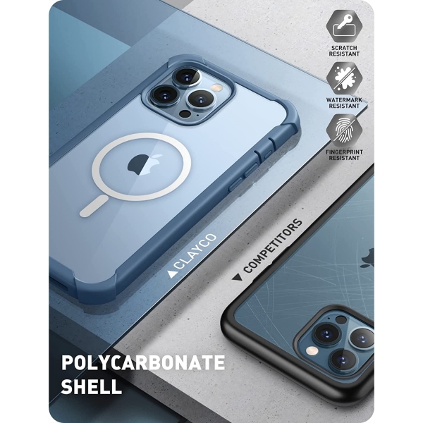 Clayco Forza Manyetik Serisi iPhone 13 Pro Klf (MIL-STD-810G)-Azure