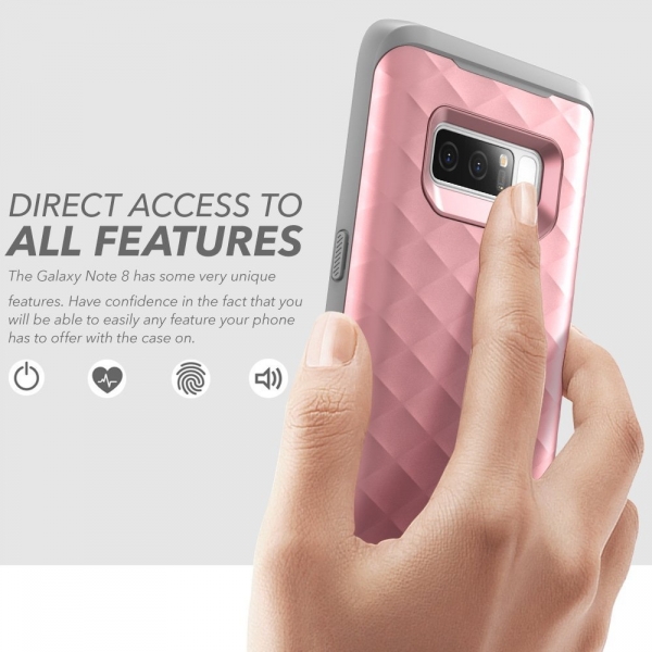 Clayco Galaxy Note 8 Hera Serisi Rugged Klf-Rose Gold