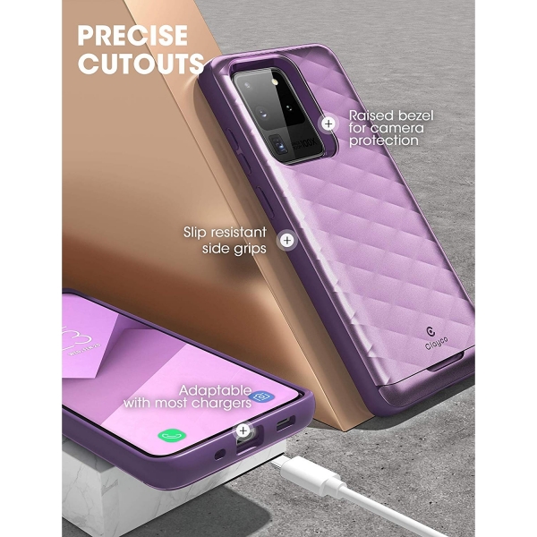 Clayco Galaxy S20 Ultra Argos Seri Kartlkl Klf-Purple