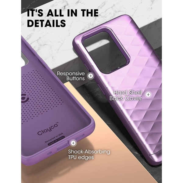 Clayco Galaxy S20 Ultra Argos Seri Kartlkl Klf-Purple