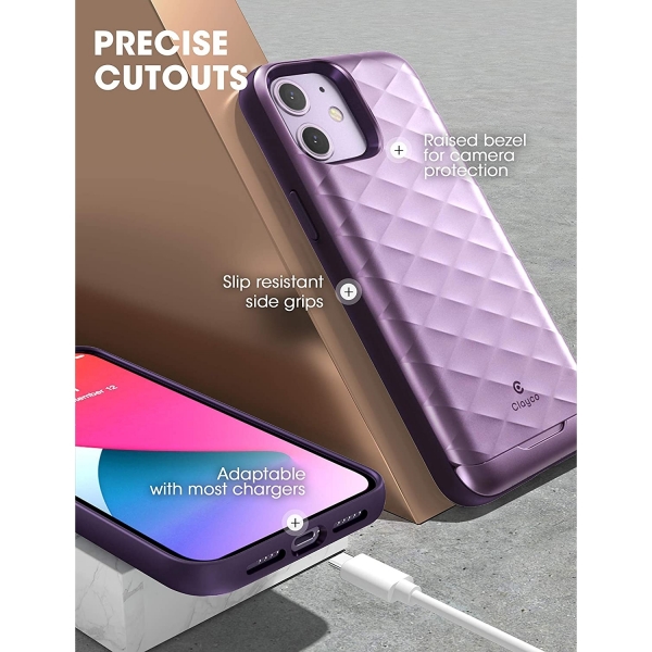 Clayco iPhone 12 Argos Serisi Czdan Klf-Purple