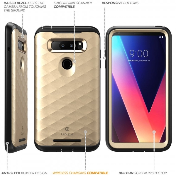 Clayco LG V30 Hera Serisi Rugged Klf-Gold