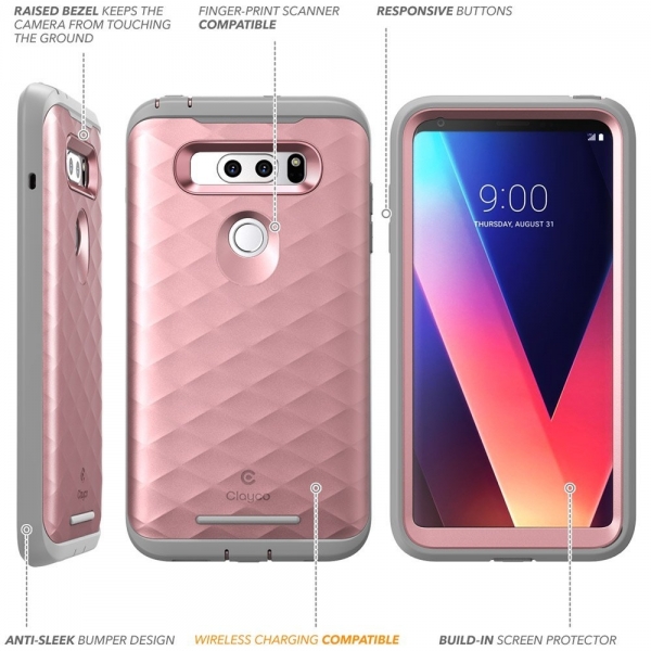 Clayco LG V30 Hera Serisi Rugged Klf-Rose Gold