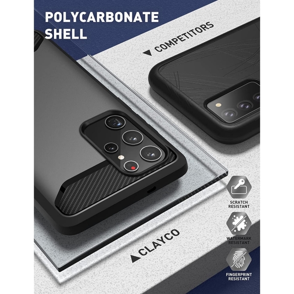 Clayco Xenon Serisi Samsung Galaxy S22 Ultra Klf (MIL-STD-810G)-Black