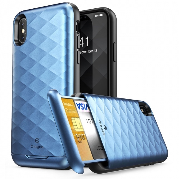 Clayco iPhone X Argos Seri Kartlkl klf-Blue