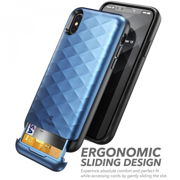 Clayco iPhone XS / X Argos Seri Kartlkl klf-Blue