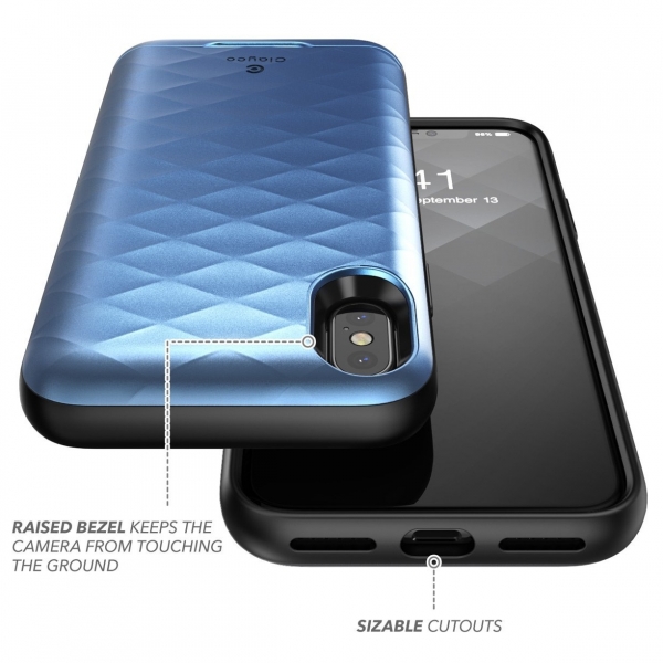 Clayco iPhone XS / X Argos Seri Kartlkl klf-Blue
