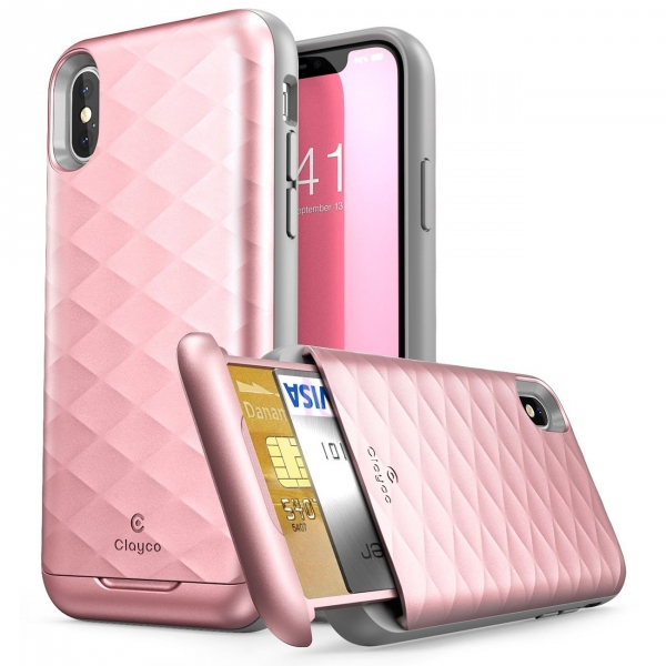 Clayco iPhone X Argos Seri Kartlkl klf-Rose Gold