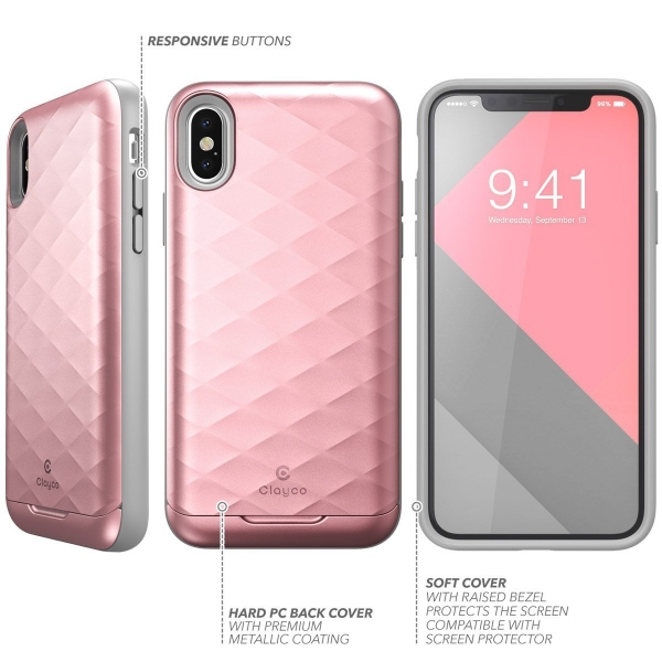 Clayco iPhone X Argos Seri Kartlkl klf-Rose Gold