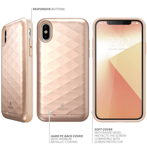 Clayco iPhone XS / X Argos Seri Kartlkl klf-Blush Gold