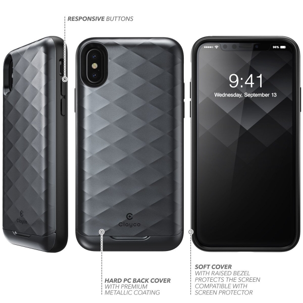 Clayco iPhone XS / X Argos Seri Kartlkl klf-Black