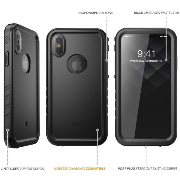 Clayco iPhone X Omni Serisi Su Geirmez Klf-Black