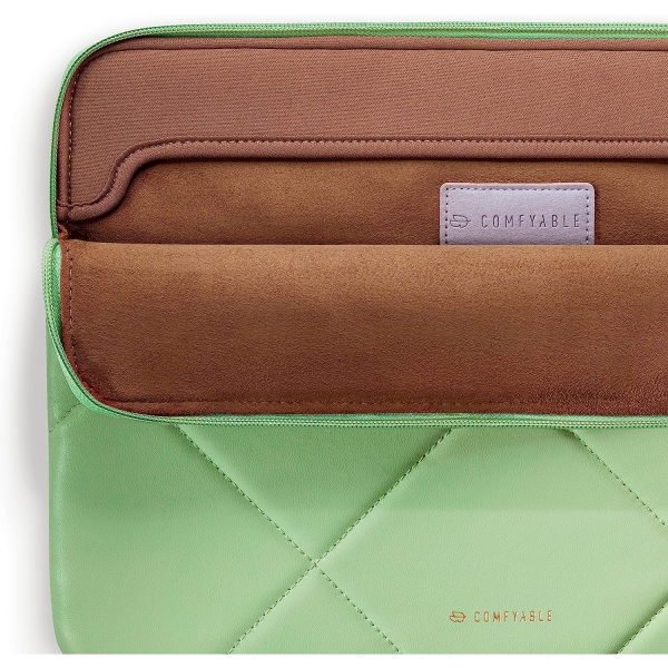 Comfyable MacBook Air/Pro Uyumlu Kapitone Deri Klf(13-14 in)-Pistachio