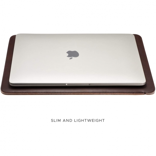 Comfyable MacBook Deri Zarf Klf (16 in)-Dark Coffee