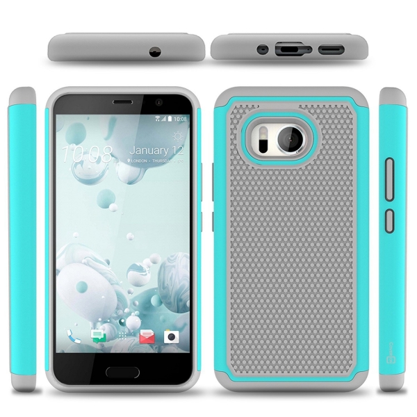 CoverON HTC U11 HexaGuard Seri Klf-Teal Grey