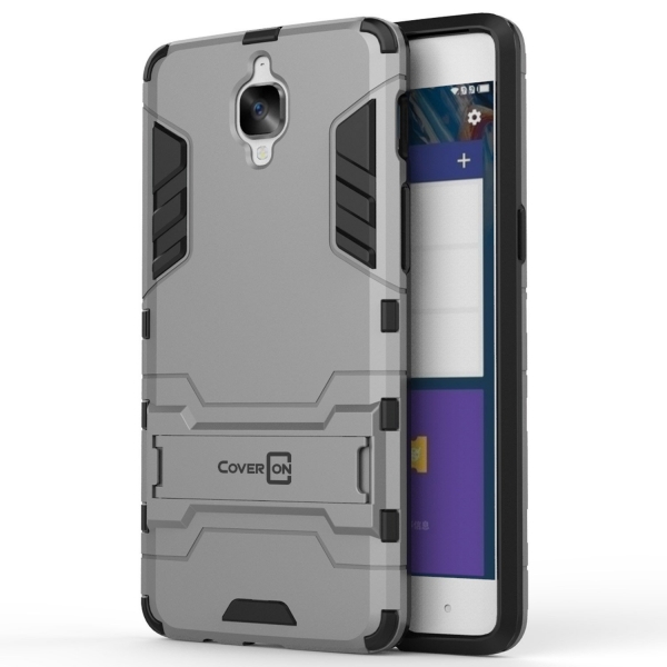 CoverON OnePlus 3T Shadow Armor Seri Kickstand Klf-Silver