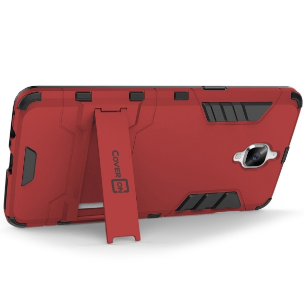 CoverON OnePlus 3T Shadow Armor Seri Kickstand Klf-Red