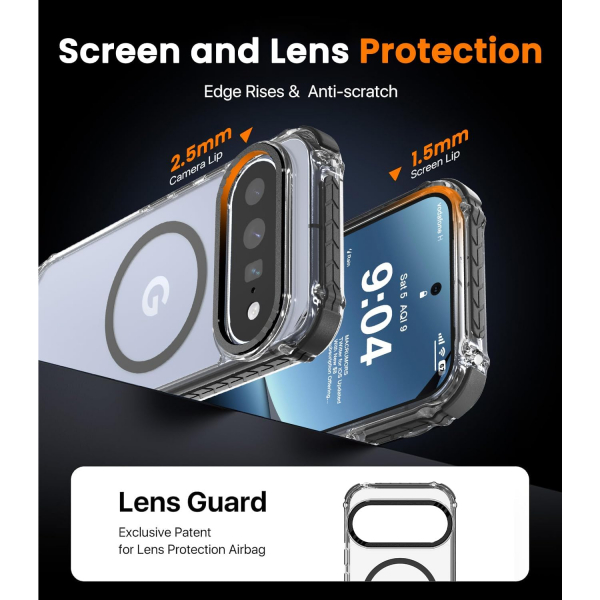 DEERLAMN Google Pixel 11 / 11 Pro Manyetik K�l�f-Clear/Black