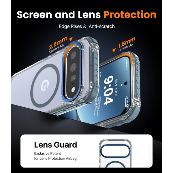 DEERLAMN Google Pixel 11 / 11 Pro Manyetik K�l�f-Clear/Blue