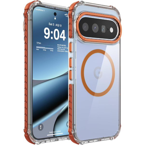 DEERLAMN Google Pixel 11 / 11 Pro Manyetik K�l�f-Clear/Orange