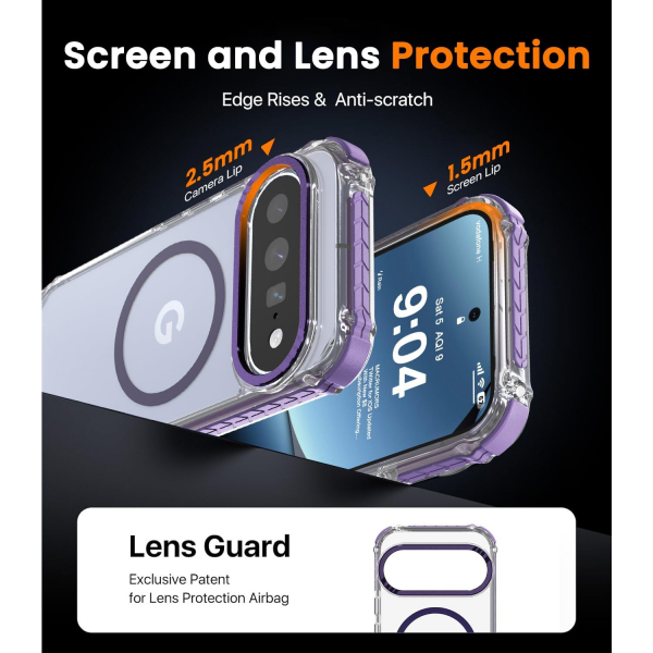 DEERLAMN Google Pixel 11 / 11 Pro Manyetik K�l�f-Clear/Purple