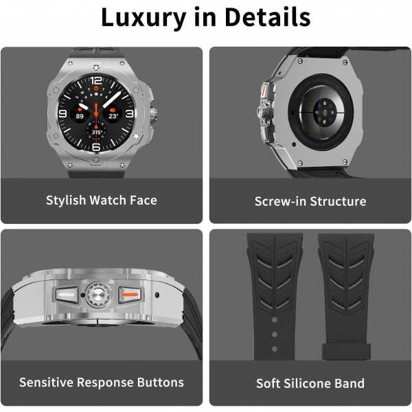 DGYSG Galaxy Watch Ultra Luxury Kay (47mm)-Silver