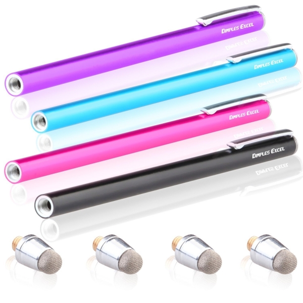 DIMPLES EXCEL New Generation Ultra nce Stylus Kalem (4 Adet)-Aqua Blue-Black-Pure-Hot Pink