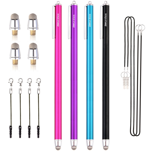 DIMPLES EXCEL New Generation Ultra nce Stylus Kalem (4 Adet)-Aqua Blue-Black-Pure-Hot Pink