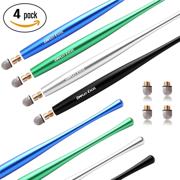 DIMPLES EXCEL Slim Waist Stylus Kalem (4 Adet)-Black-Dark Blue-Silver-Green