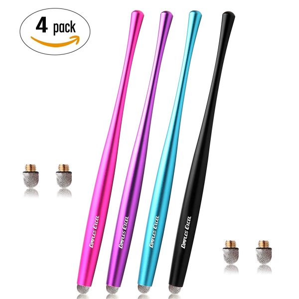 DIMPLES EXCEL Slim Waist Stylus Kalem (4 Adet)-Black-Pink-Aqua Blue-Purple