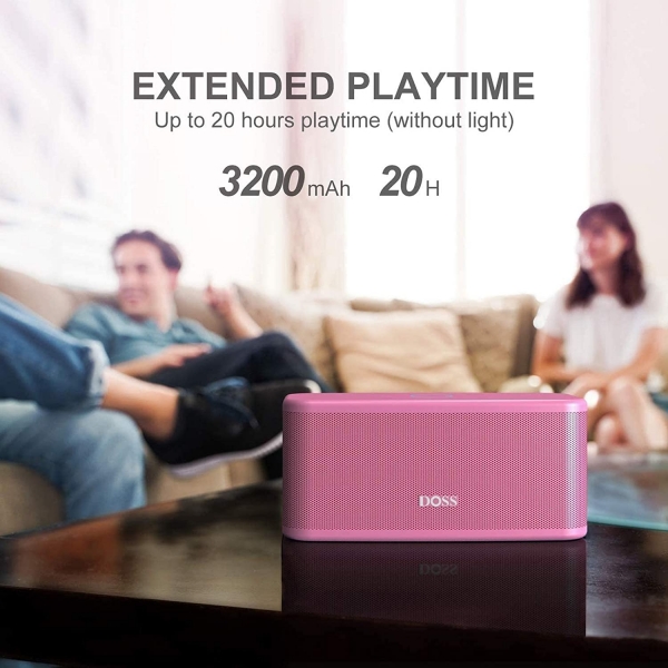 DOSS SoundBox Plus Tanabilir Bluetooth Hoparlr-Pink