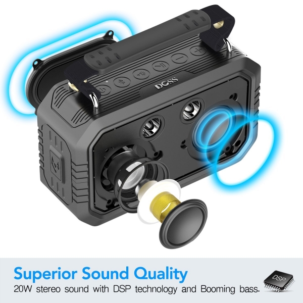 DOSS Traveler Su Geirmez Bluetooth Hoparlr-Rock Black