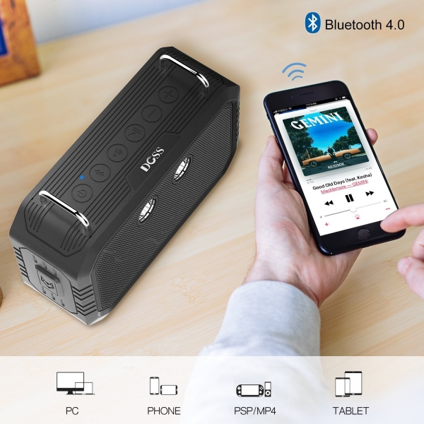 DOSS Traveler Su Geirmez Bluetooth Hoparlr-Rock Black