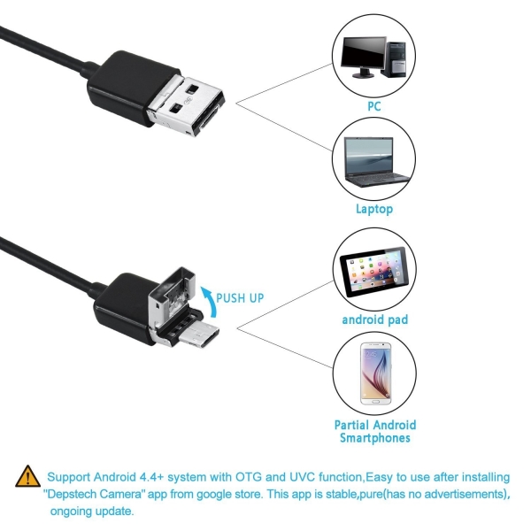 Depstech HD Su Ge�irmez Uzun Kablolu Kamera (5 Metre)