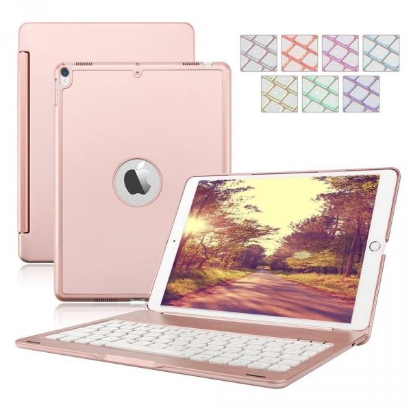 Dingrich Apple iPad Pro Akll Klavye Klf (10.5 in)-Rose Gold