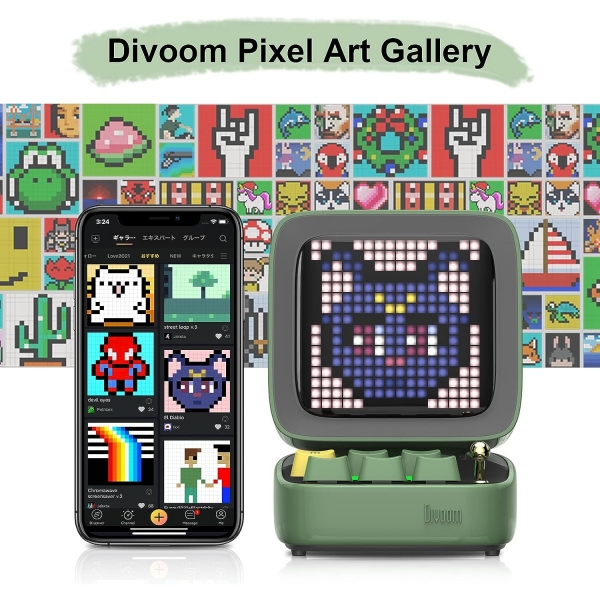 Divoom Ditoo Pixel Art Game Akll Bluetooth Hoparlr-Green