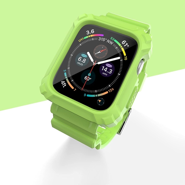 Double-N Apple Watch 7 Tam Korumal Klf (41mm)-Green