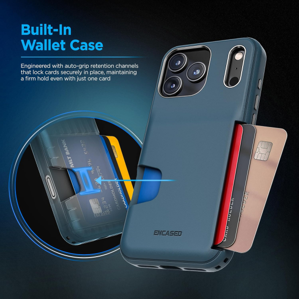 ENCASED Apple iPhone 17 Pro Cache Czdan Klf-Blue