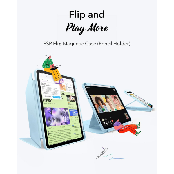 ESR Apple iPad Air M2/M3 Flip Manyetik Klf (11 in)-Sky Blue