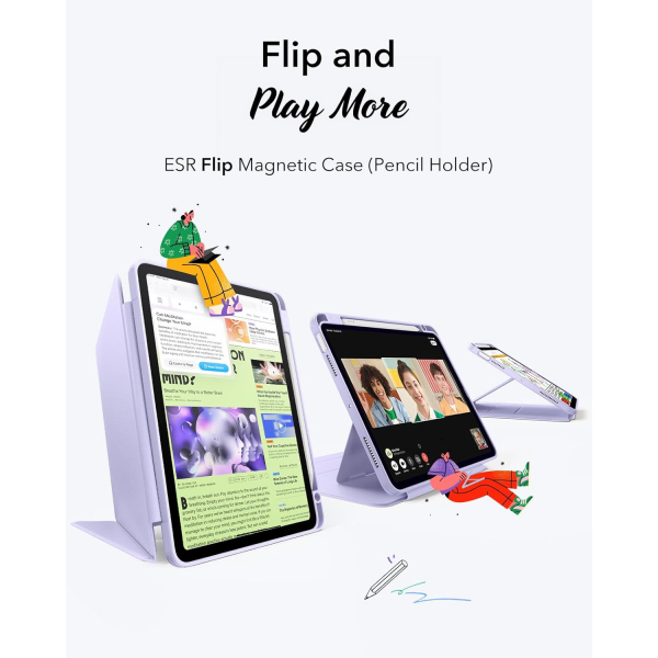 ESR Apple iPad Air M2/M3 Flip Manyetik Klf (11 in)-Purple