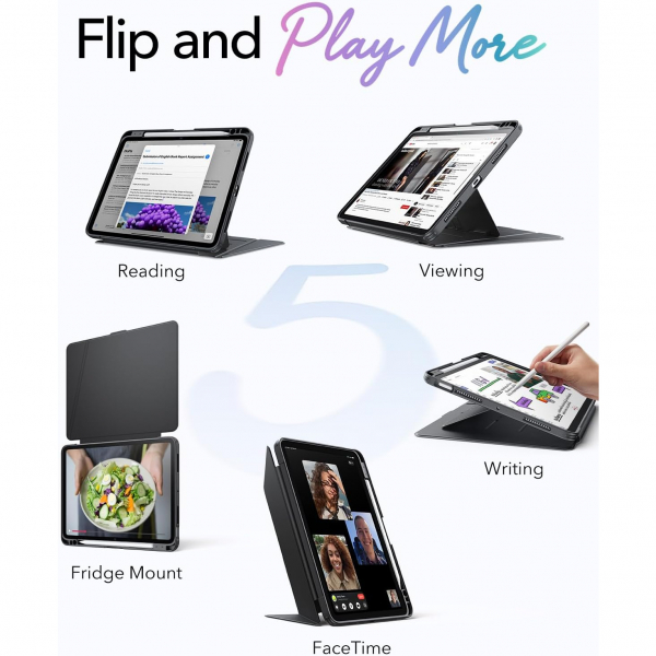 ESR Apple iPad Air M4/M3/M2 Flip Manyetik K�l�f(11 in�)-Black