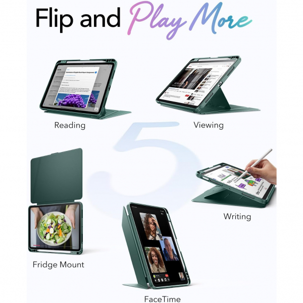 ESR Apple iPad Air M4/M3/M2 Flip Manyetik K�l�f(11 in�)-Green