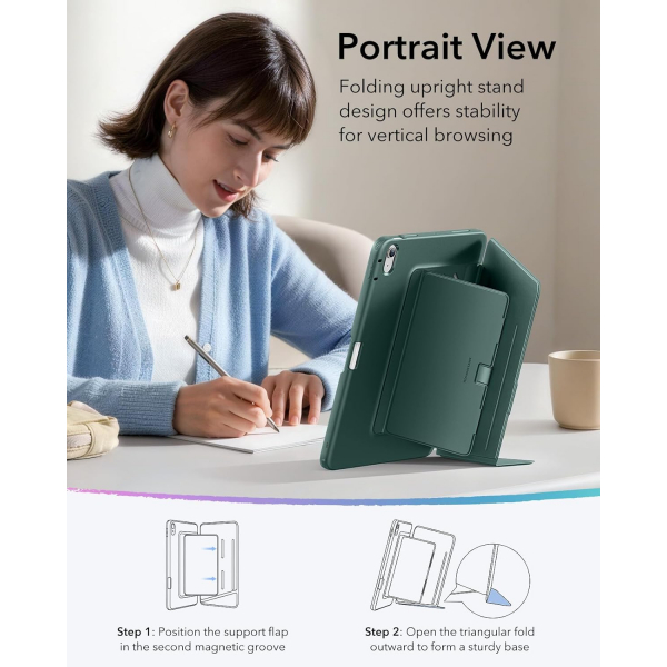 ESR Apple iPad Air M4/M3/M2 Flip Manyetik K�l�f(11 in�)-Green