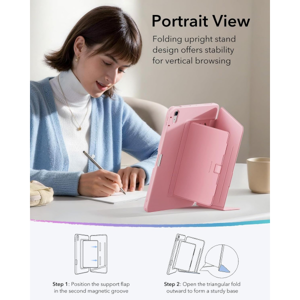 ESR Apple iPad Air M4/M3/M2 Flip Manyetik K�l�f(11 in�)-Pink