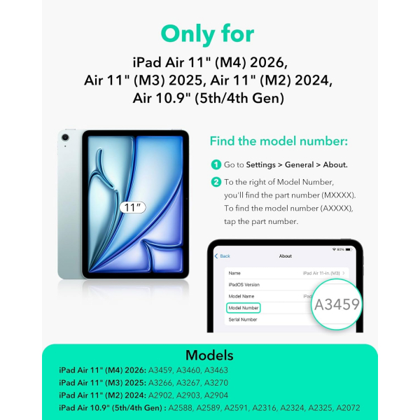 ESR Apple iPad Air M4/M3/M2 Flip Manyetik K�l�f(11 in�)-Purple