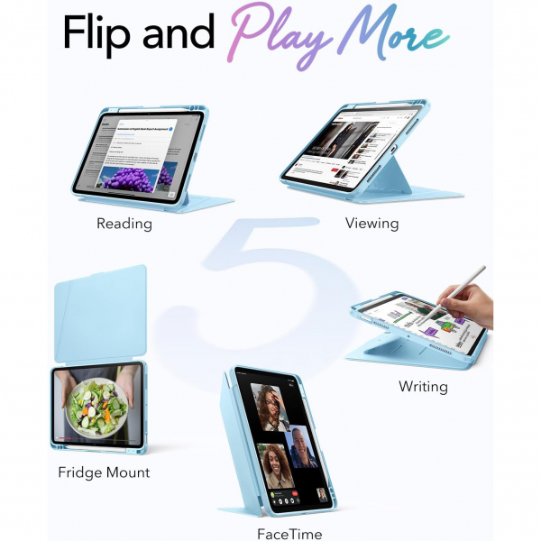 ESR Apple iPad Air M4/M3/M2 Flip Manyetik K�l�f(11 in�)-Sky Blue
