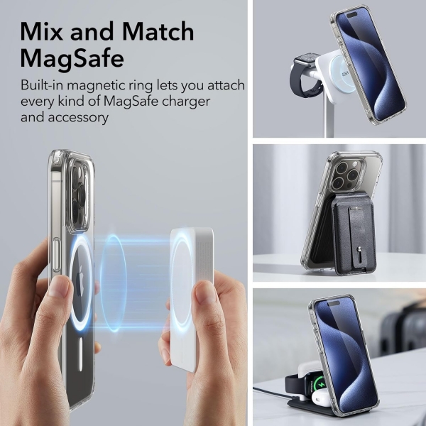 ESR Hybrid Serisi Apple iPhone 15 Pro Max MagSafe Uyumlu Klf-Clear