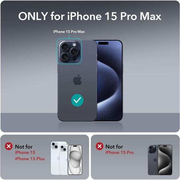 ESR Hybrid Serisi Apple iPhone 15 Pro Max MagSafe Uyumlu Klf-Clear Dark Blue